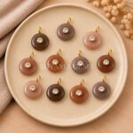 Chocolate Moonstone Round Inlay Pendant 15mm