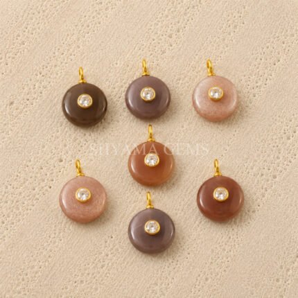 Chocolate Moonstone Round Inlay Pendant 15mm