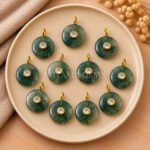 Moss Agate Round Inlay Pendant 15mm