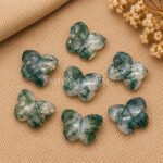 Moss Agate Hand Carved Butterfly Gemstone 13mm