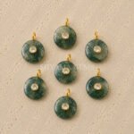 Moss Agate Round Inlay Pendant 15mm