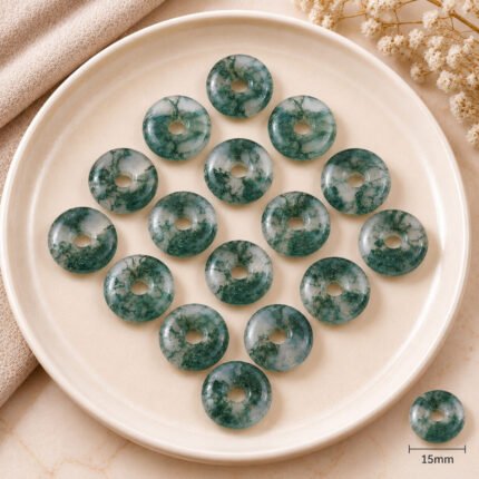Moss Agate Donut Gemstone 15mm