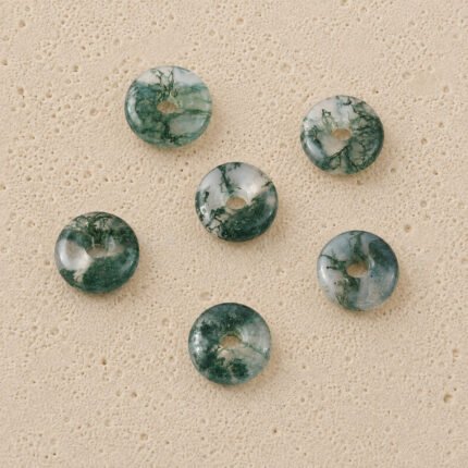 Moss Agate Donut Gemstone 15mm