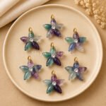 Multi Fluorite Starfish Carved 15mm Pendant