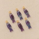 Multi Fluorite Fish Inlay Pendant 25x8mm