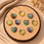 Multi Fluorite Carved Evil Eye Heart Loose Gemstone 12mm
