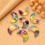 Multi Fluorite Faceted Moon Gemstone 17mm