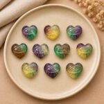 Multi Fluorite Carved Evil Eye Heart Loose Gemstone 12mm