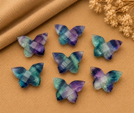Multi Fluorite Faceted Butterfly 14x10mm