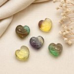 Multi Fluorite Carved Evil Eye Heart Loose Gemstone 12mm