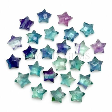 Multi Fluorite Star Faceted Loose Gemstone 10mm