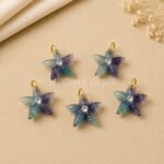 Multi Fluorite Starfish Carved 15mm Pendant