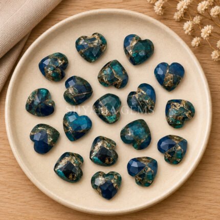 Neon Blue Copper Turquoise Heart Faceted 10mm Loose Gemstone