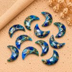 Neon Blue Mohave Turquoise Faceted Moon Gemstone 17mm