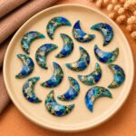 Neon Blue Mohave Turquoise Faceted Moon Gemstone 17mm