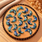 Neon Blue Mohave Turquoise Faceted Moon Gemstone 17mm
