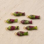 Neon Green and Hot Pink Turquoise Fish Inlay Pendant 25x8mm