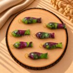 Neon Green and Hot Pink Turquoise Fish Inlay Pendant 25x8mm