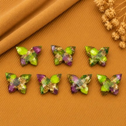 Neon Green Purple Copper Turquoise Butterfly 14x10mm