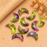 Neon Green & Purple Turquoise Faceted Moon Gemstone 17mm