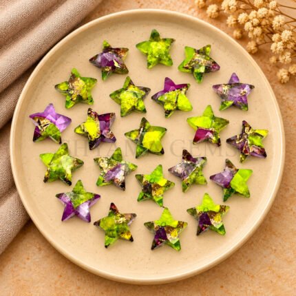 Neon Green and Purple Turquoise Star Faceted Loose Gemstone 10mm