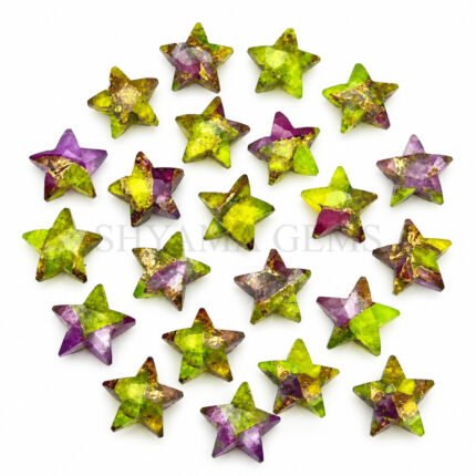 Neon Green and Purple Turquoise Star Faceted Loose Gemstone 10mm