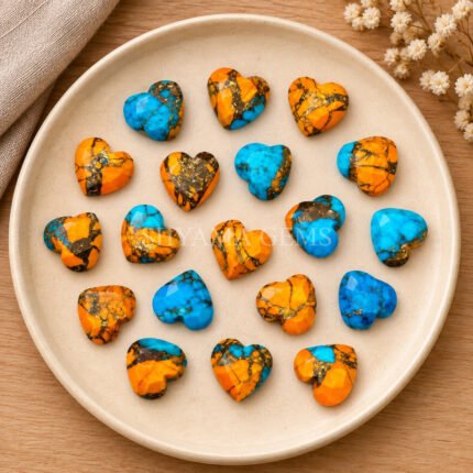 Oyster Copper Turquoise Heart Faceted 10mm Loose Gemstone