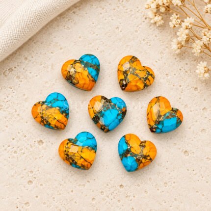 Oyster Copper Turquoise Heart Faceted 10mm Loose Gemstone