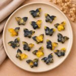 Oyster Turquoise Black Yellow Butterfly 14x10mm