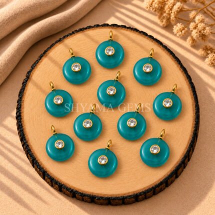 Paraiba Tourmaline Quartz Round Inlay Pendant 15mm