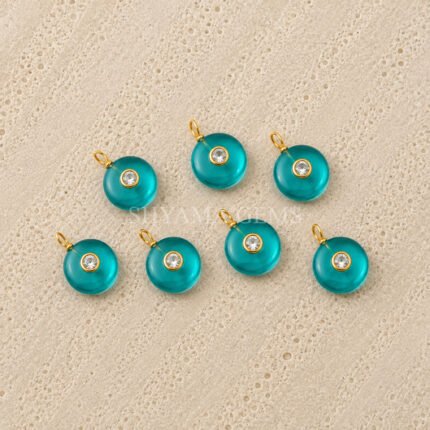 Paraiba Tourmaline Quartz Round Inlay Pendant 15mm