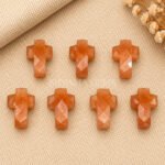 Peach Moonstone Faceted Cross Shape Loose Gemstone 15x10mm