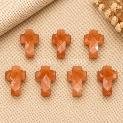 Peach Moonstone Faceted Cross Shape Loose Gemstone 15x10mm