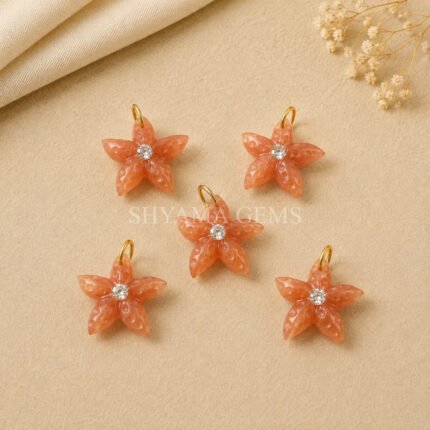 Peach Moonstone Starfish Carved 15mm Pendant