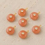 Peach Moonstone Round Inlay Pendant 15mm