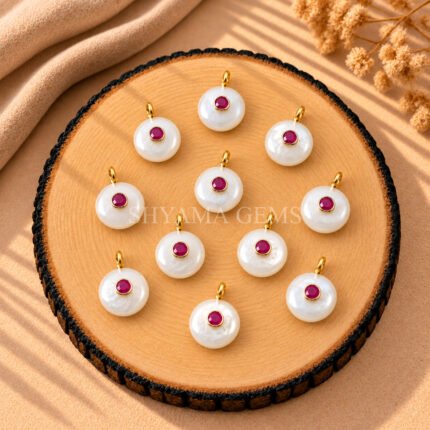 Pearl Round Inlay Pendant 15mm