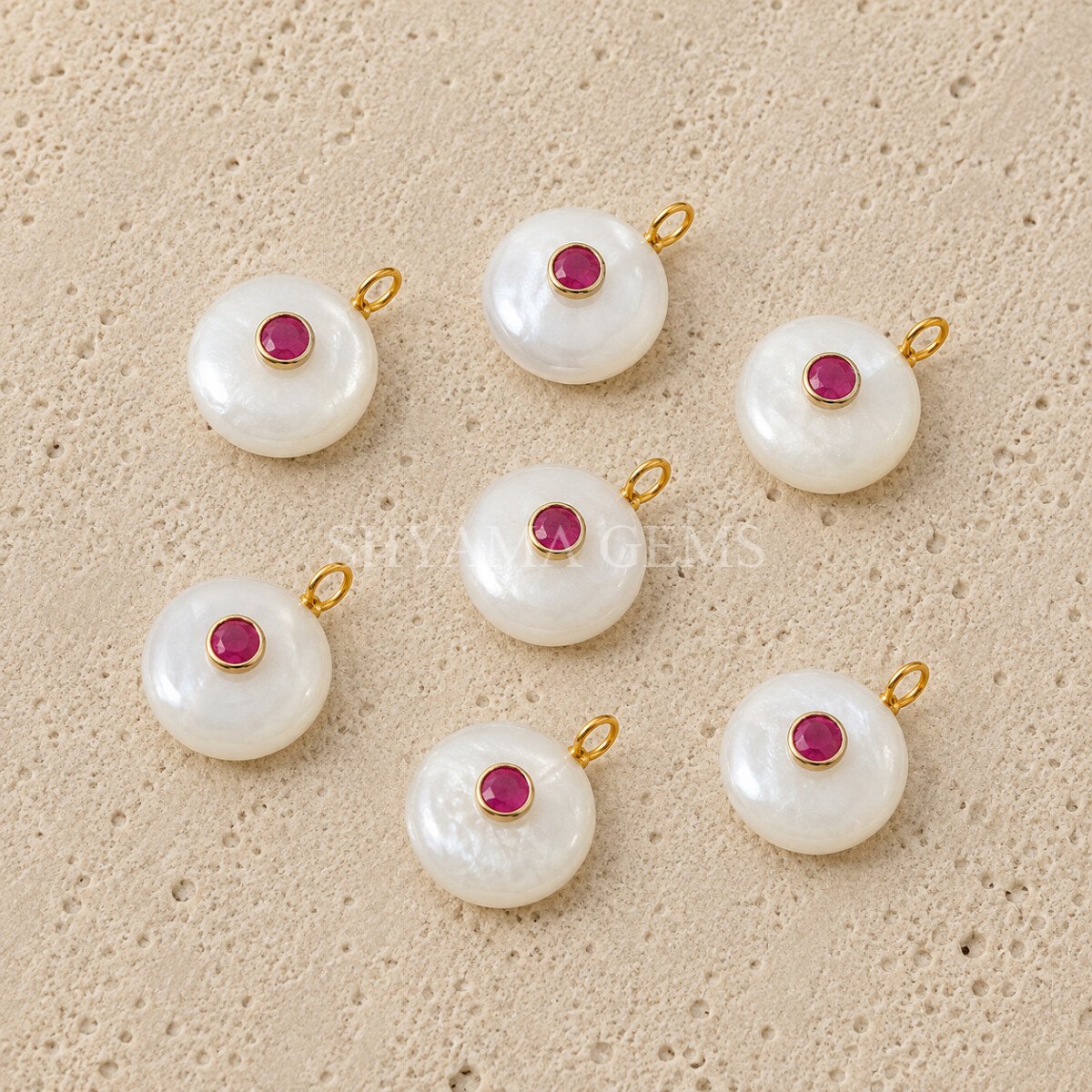 Pearl Round Inlay Pendant 15mm Pearl Round Inlay Pendant 15mm