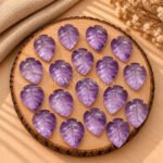Pink Amethyst Leaf Carved Gemstone 14x10mm