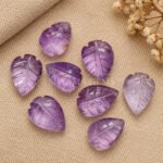 Pink Amethyst Leaf Carved Gemstone 14x10mm