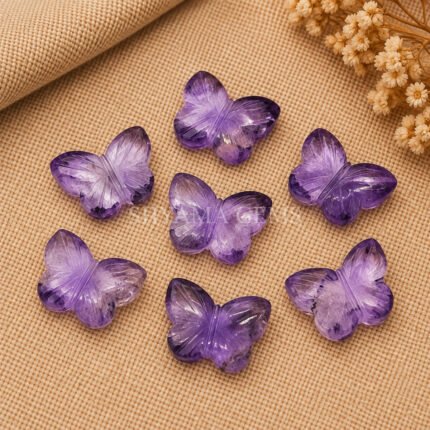 Pink Amethyst Hand Carved Butterfly Gemstone 13mm
