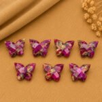 Pink Copper Turquoise Faceted Butterfly 14x10mm