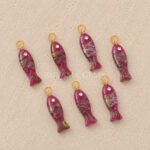 Pink Copper Turquoise Fish Inlay Pendant 25x8mm