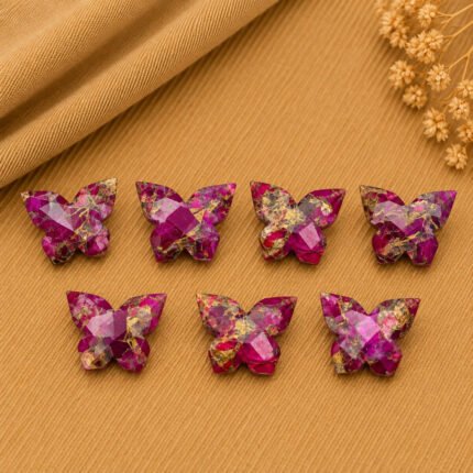 Pink Copper Turquoise Faceted Butterfly 14x10mm