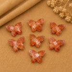 Pink Strawberry Faceted Butterfly 14x10mm