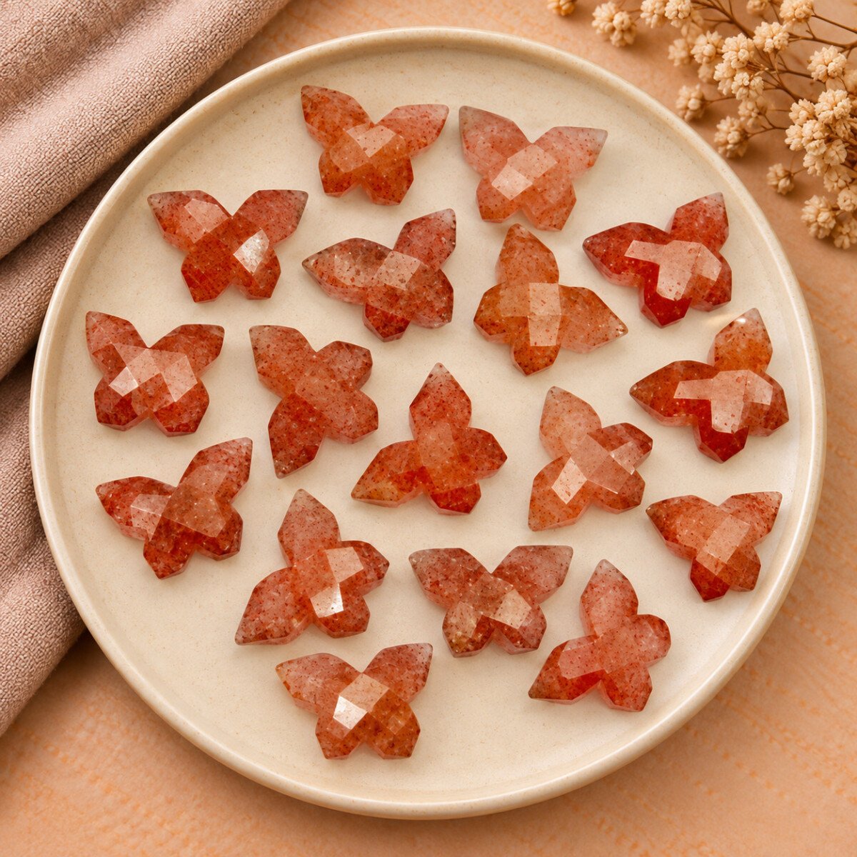 Pink Strawberry Faceted Butterfly 14x10mm Pink Strawberry Faceted Butterfly 14x10mm