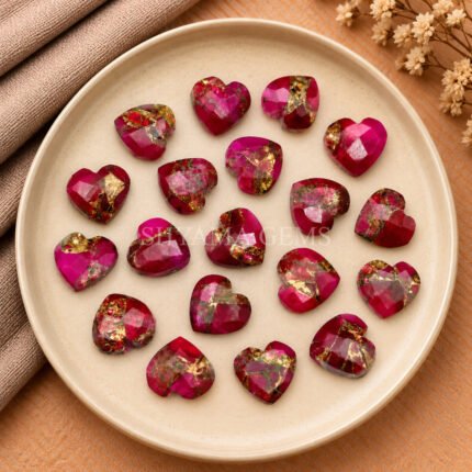 Pink Copper Turquoise Heart Faceted 10mm Loose Gemstone