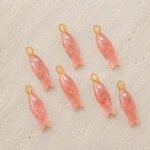Pink Strawberry Quartz Fish Inlay Pendant 25x8mm