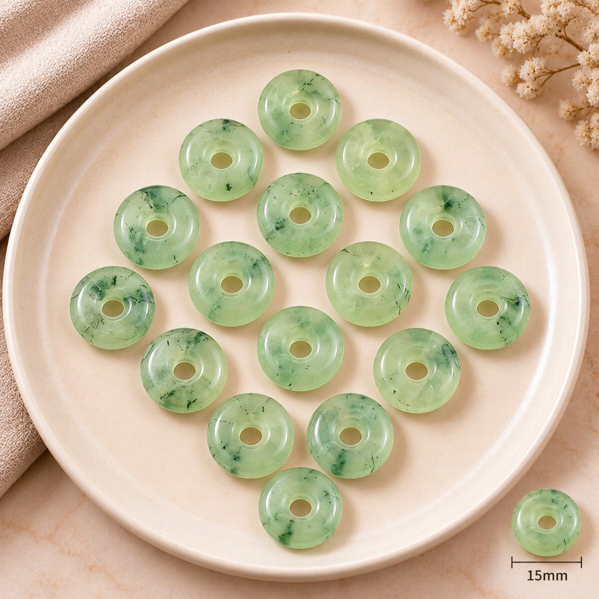 Prehnite Donut Gemstone 15mm Prehnite Donut Gemstone 15mm