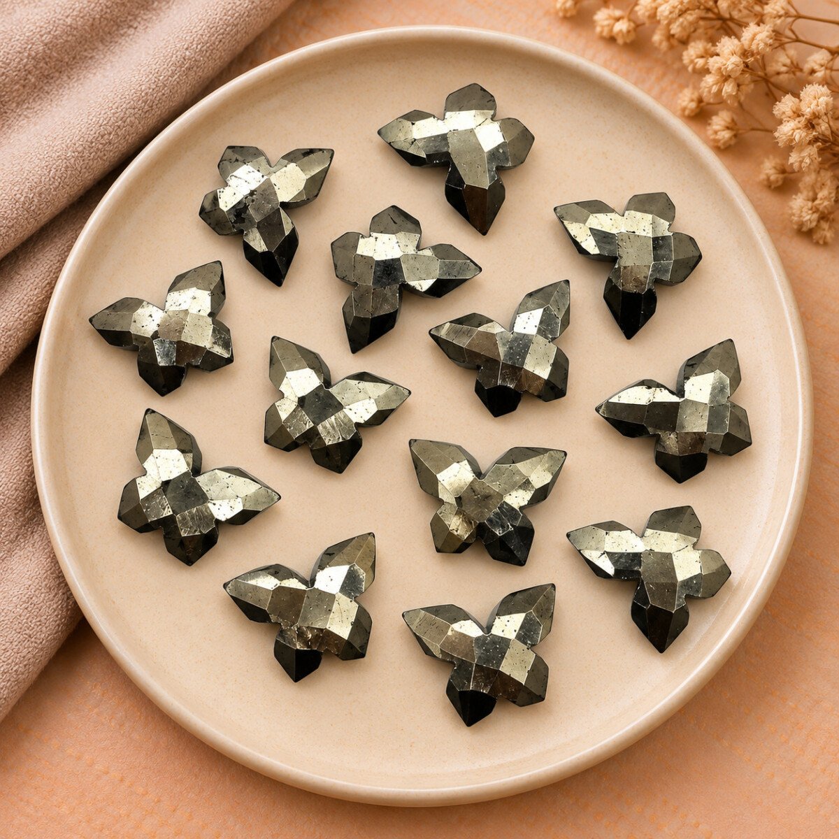 Pyrite Faceted Butterfly 14x10mm Pyrite Faceted Butterfly 14x10mm