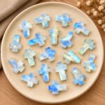 Rainbow Moonstone Faceted Cross Shape Loose Gemstone 15x10mm